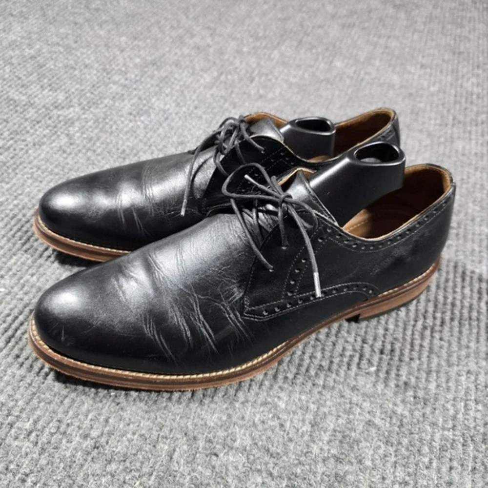 Johnston‎ & Murphy Shoes Mens Size 9.5 M Black Leather Derby J. Murphy Dress
